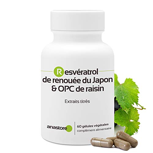 OPC DE UVA Y RESVERATROL * 60 mg / 60 cápsulas * Titulado al 95% en proantocianidinas y al 50% en resveratrol * Antioxidantes, Cardiovascular, Próstata