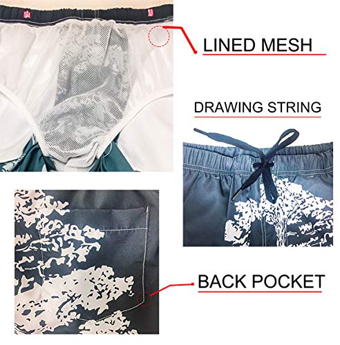 opi 90iuop Bañador para Hombre flamencos de Moda y Fondo de Hojas de Palma Shorts de Playa de Secado rápido con Bolsillos Forro de Malla