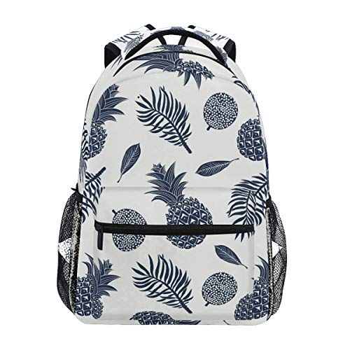 opi 90iuop Mochila Ligera para la Escuela, piña y Hoja de Palma Mochilas Escolares Retro Mochila para portátil Viaje Informal para niños y niñas jóvenes