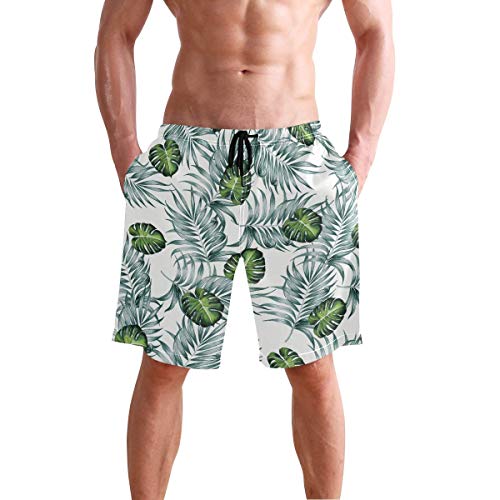 opi 90iuop Troncos de natación para Hombre Tropical Palm Leaf Shorts de Tabla de Secado rápido con Bolsillos