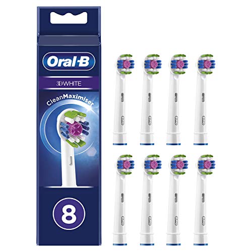 Oral-B 3D White Cabezales de recambio con tecnología CleanMaximiser, tamaño de buzón, Pack de 8