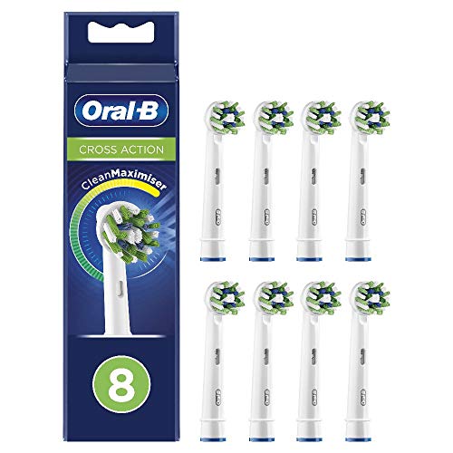 Oral-B CrossAction Cabezales De Recambio Con Tecnología CleanMaximiser, Tamaño De Buzón, Pack De 8