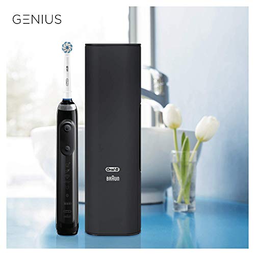 Oral-B Genius 10000N Sensi Ultrathin - Cepillo Eléctrico, 1 Negro Mango Conectado, 6 Modos Blanqueado, Sensible, Encías, 4 Cabezales, Funda de Viaje con Puerto USB
