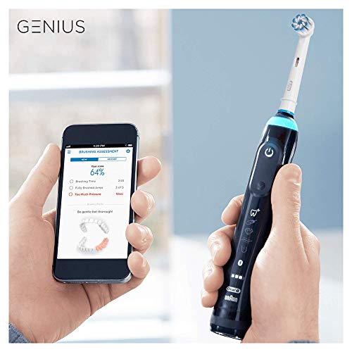 Oral-B Genius 10000N Sensi Ultrathin - Cepillo Eléctrico, 1 Negro Mango Conectado, 6 Modos Blanqueado, Sensible, Encías, 4 Cabezales, Funda de Viaje con Puerto USB