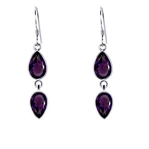 Orchid Jewelry 3.26 ctw Pera Púrpura Amatista Bisel | Pendientes de plata de ley 925 | Níquel gratis Lindo y sencillo regalo para hermana.