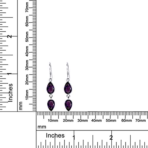 Orchid Jewelry 3.26 ctw Pera Púrpura Amatista Bisel | Pendientes de plata de ley 925 | Níquel gratis Lindo y sencillo regalo para hermana.