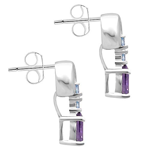 Orchid Jewelry Mujer Arete Morado Ametista Plata De Ley 925