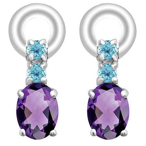 Orchid Jewelry Mujer Arete Morado Ametista Plata De Ley 925