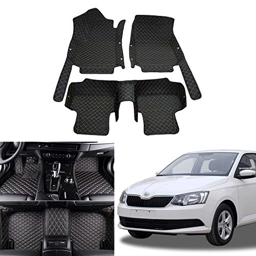 OREALTECH 3D Alfombrillas Coche de Cobertura Completa Impermeable para Todo Clima Conductor Izquierdo Cuero XPE para Fabia 2015-2018