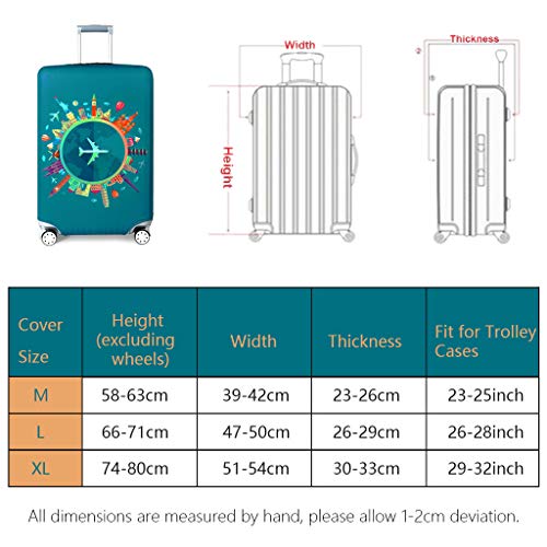 OrgaWise Luggage Cover con Cremallera, Suave de Anti-Polvo, Elástico Cabe 22-28 Pulgadas Funda Maleta (M, L) (Viaje, L (25''-28'' Maleta))