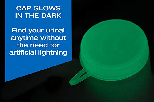 Orinales para hombres con tapa que brilla en la oscuridad Tilcare (1 unidad) - Botella plástica gruesa de 32 onzas/1000 ml para hombres con tapa a rosca - Orinal a prueba de derrames