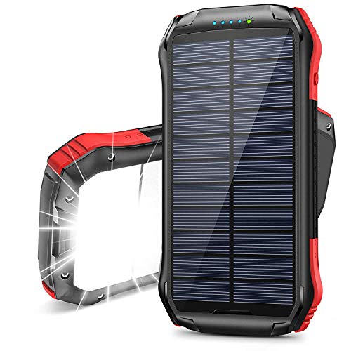 ORITO Cargador Solar Portátil Power Bank Solar 16000mAh, Batería Externa Solar con Carga Rápida 2 Salidas USB y 1 Entrada USB-C IP65 Impermeable 15 LED Linterna SOS 4 Modos, para Smartphones y iPad