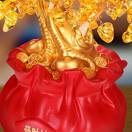 Ornamento de Escritorio Decoración citrino fortuna ornamento de la sala de estar Equipamiento del hogar Feng Shui del árbol del dinero moneda de oro de la Fortuna Bolsa Pot Feng Shui Bonsai artesanías