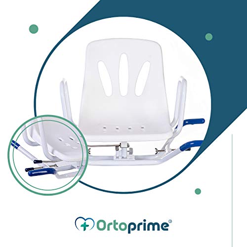 OrtoPrime Silla Bañera Giratoria 360º - Asiento Bañera Adulto Cómoda TRANSFERENCIA - Silla Ducha Mayores FÁCIL ACCESO - Silla de Baño ANTIDESLIZANTE