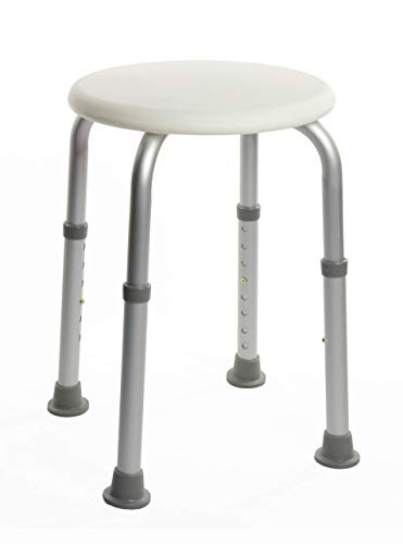 OrtoPrime Taburete de Ducha Redondo - Taburete Baño Antideslizante para discapacitados o ancianos - Silla Ortopédica para ducha - Altura Regulable
