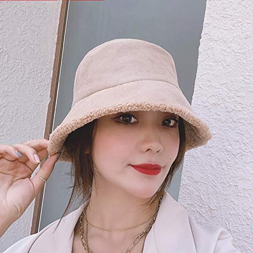 Otoño E Invierno Femenino Japonés Simple Color Puro Sombrero De Pescador Tendencia Casual Lana De Cordero Cálido Estudiante Sombreros De Cubo Sombreros De Panamá Rosaenvío Gratis