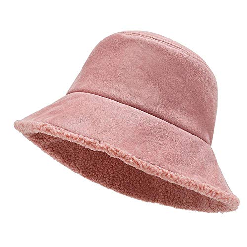 Otoño E Invierno Femenino Japonés Simple Color Puro Sombrero De Pescador Tendencia Casual Lana De Cordero Cálido Estudiante Sombreros De Cubo Sombreros De Panamá Rosaenvío Gratis