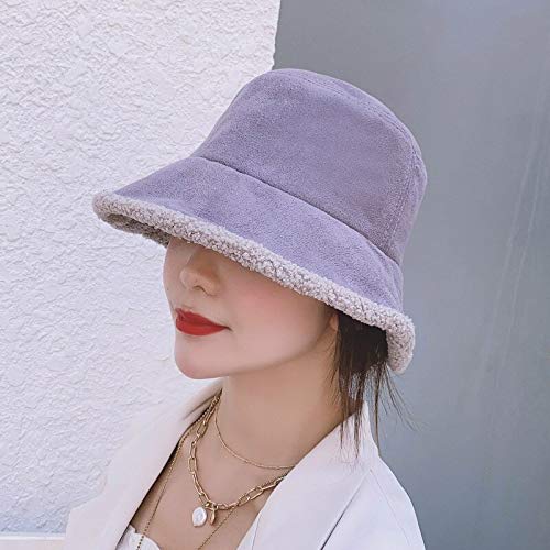 Otoño E Invierno Femenino Japonés Simple Color Puro Sombrero De Pescador Tendencia Casual Lana De Cordero Cálido Estudiante Sombreros De Cubo Sombreros De Panamá Rosaenvío Gratis