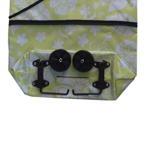 OUNONA Carrito de Compras Plegable de Tela con Rudas (Hojas Verdes)