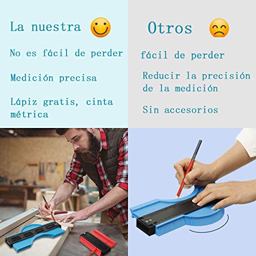 OurTop Medidor de Contornos, 2 Piezas Copiador de Contornos Medidor de Perfil Duplicador de Contornos Copiar Contornos Herramienta de Medición de Perfil Irregular Para MedicióN Precisa
