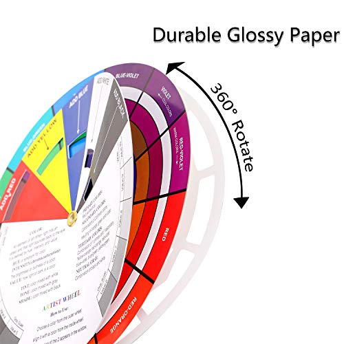 Outus 2 Piezas Rueda de Artista de Color, Guía de Aprendizaje de Mezcla de Pintura Herramienta de Enseñanza de Clase de Arte para Maquillaje Tablero de Mezcla Colores (5,5 Pulgadas/ 14 cm)