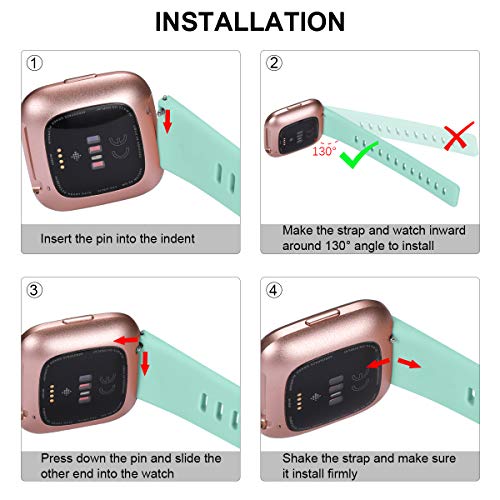 Ouwegaga Banda de Repuesto de Silicona Compatible con Fitbit Versa Correa/Fitbit Versa Lite Correa/Fitbit Versa 2 Correa, Pequeño Rosa/Aqua/Lavanda/Blanco