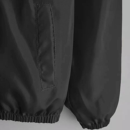 Overdose Nuevo Modelo De Moda Mujeres Manga Larga Patchwork Piel Fina Trajes con Capucha Cremallera Casual Sport Coat Sudadera con Capucha Superior (M, P-Negro)