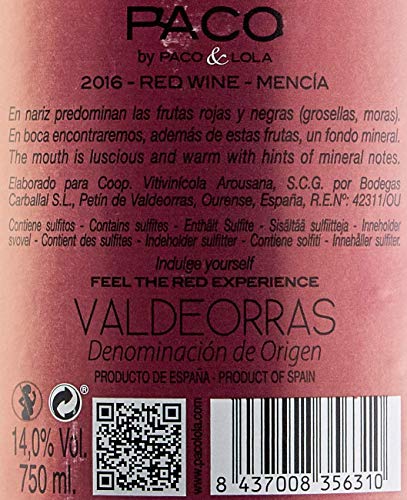 Paco & Lola Mencia, Vino Tinto - 750ml