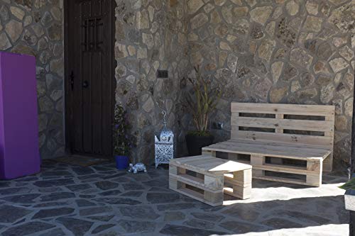 Palets Talavera SL Conjunto 1x Sofa Palet 12Ocm x 80cm 1x Mesa 80cm x 50cm Lijado Y Cepillado -Interior/Exterior Nuevo-Natural
