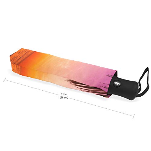 Palm Sunset Umbrella Mujeres Niña Hombres Automático Abierto Cerrar Pequeños Totes Lluvia Domingo Señoras 3 Plegable