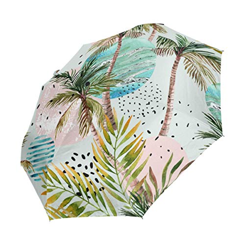Palm Tropical Paraguas Mujeres Niña Hombres Automático Abierto Cerrar Pequeños Totes Lluvia Domingo Señoras 3 Plegable
