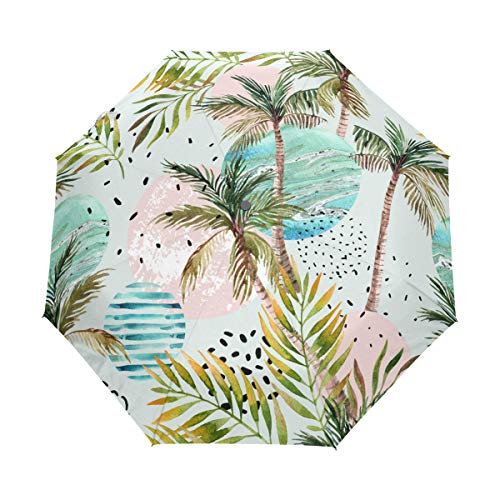 Palm Tropical Paraguas Mujeres Niña Hombres Automático Abierto Cerrar Pequeños Totes Lluvia Domingo Señoras 3 Plegable