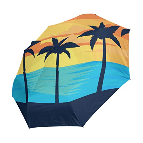 Palm Umbrella Mujeres Niña Hombres Automático Abierto Cerrar Pequeños Totes Lluvia Domingo Señoras 3 Plegable