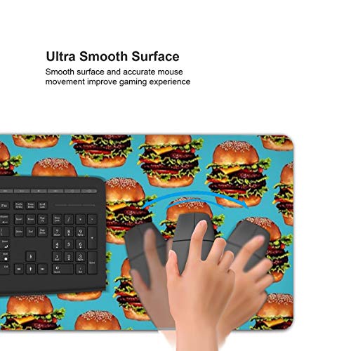 Pamela Ford Burger - Alfombrilla para ratón, tamaño Grande, 30 x 80 cm, Antideslizante, Impermeable, para Juegos, Oficina, Aprendizaje