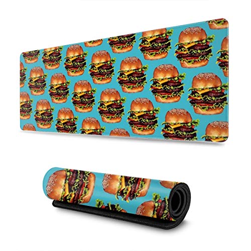 Pamela Ford Burger - Alfombrilla para ratón, tamaño Grande, 30 x 80 cm, Antideslizante, Impermeable, para Juegos, Oficina, Aprendizaje