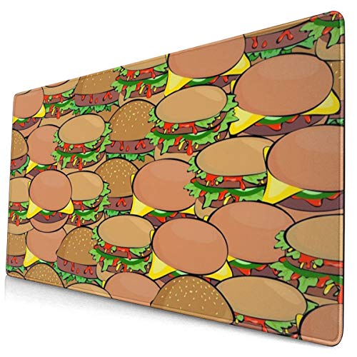 Pamela Ford Delicious Burger - Alfombrilla para ratón de gran tamaño, 40 x 75 cm, antideslizante, impermeable, para juegos de oficina, aprendizaje
