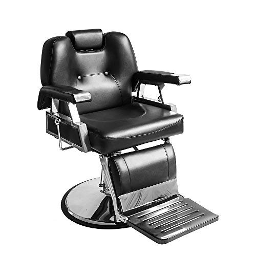 PanaCasa - Sillón Peluquería Barbería Maquillaje Tapizado PU Giratorio Ajustable negro