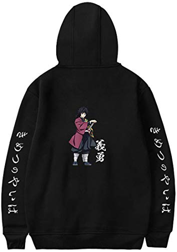 PANOZON Sudadera Hombre Demon Slayer Impresión de Espada Mata-Demonios Hoodie de Anime con Capucha (S, A-Negro 67-1)