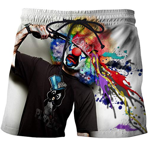Pantalones De Playa Sueltos De Verano para Hombre Pantalones Cortos De Pintura De Payaso Pantalones Cortos para Jóvenes con Cordón Respirable Vacaciones En La Playa Cinco Pantalones (1,L)