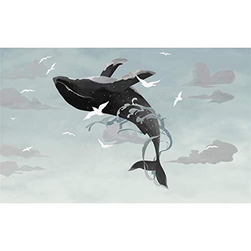 Papel tapiz de fondo del dormitorio gran sala de ballenas azules mediterráneas sala de estar papel tapiz de fondo de la pared revestimiento de paredes papel tapiz mural 3d sala de est350cm×256cm