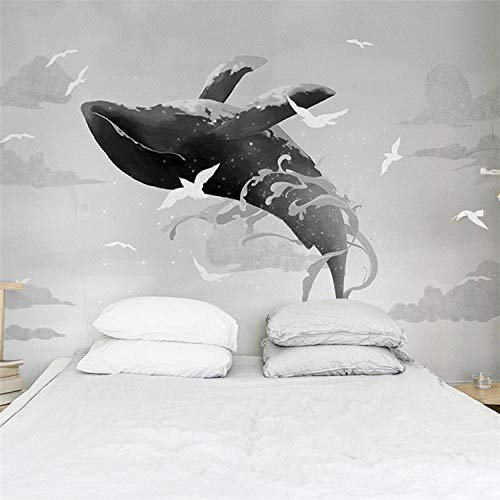 Papel tapiz de fondo del dormitorio gran sala de ballenas azules mediterráneas sala de estar papel tapiz de fondo de la pared revestimiento de paredes papel tapiz mural 3d sala de est350cm×256cm