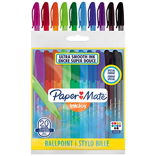 Paper Mate InkJoy 100ST - Bolígrafos envolventes, punta mediana de 1.0 mm, paquete de 20, colores surtidos fantasía