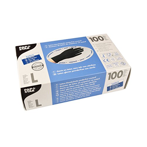 Papstar 10016 guante de seguridad Negro Latex 100 pieza(s) - Guantes de seguridad (Negro, Latex, L, SML, 100 pieza(s), 100 pieza(s))