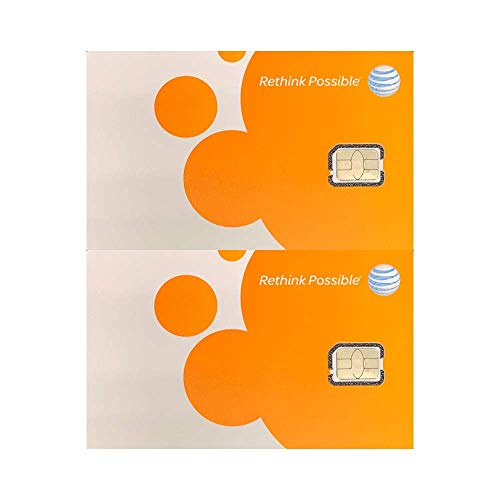 Paquete de 2 tarjetas SIM AT&T ATT Nano GSM 4G/3G/2G LTE Kit de iniciación prepago/postpago sin activar datos de texto de conversación y punto de acceso