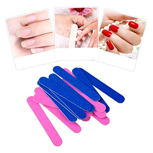 Paquete de 200 limas desechables de doble cara de esmerilado de uñas mini lima de uñas de manicura para uñas postizas naturales, color al azar