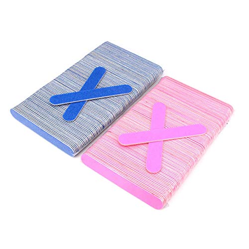 Paquete de 200 limas desechables de doble cara de esmerilado de uñas mini lima de uñas de manicura para uñas postizas naturales, color al azar