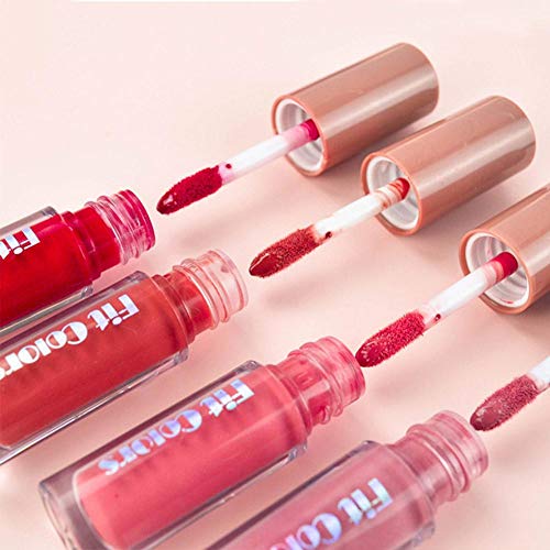 Paquete de 4 paquetes de lápiz labial líquido mate aterciopelado Kit de brillo de labios natural a prueba de agua de larga duración Juego de brillo de labios mate para niñas Mujeres