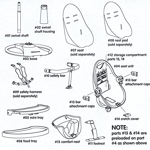 Para Notebook para trona Bloom Fresco – Protectora Color Blanco – # 14 crotch Cover White