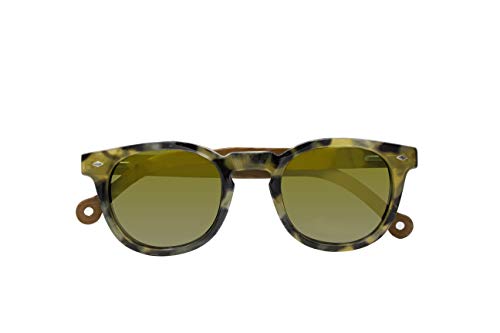 Parafina - Gafas de Sol Polarizadas para Hombre y Mujer - Gafas de Sol Redondas Anti-reflejantes Tortoise - Lentes Verdes