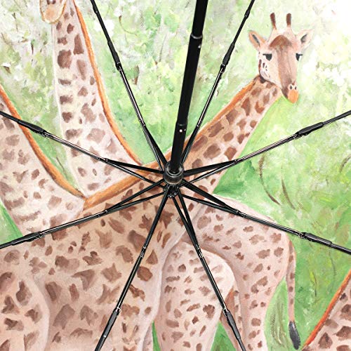 Paraguas Para Viajar Pintura Original Hermosas Jirafas Masai Mara Paraguas Plegable Compacto Portátil Protección Anti Uv A Prueba de Viento Viajes Al Aire Libre Mujeres Niños Paraguas A Prueba de Vien